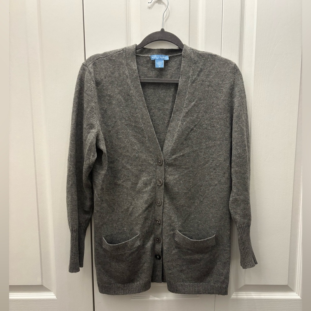 White + Warren Charcoal Cardigan Sweater